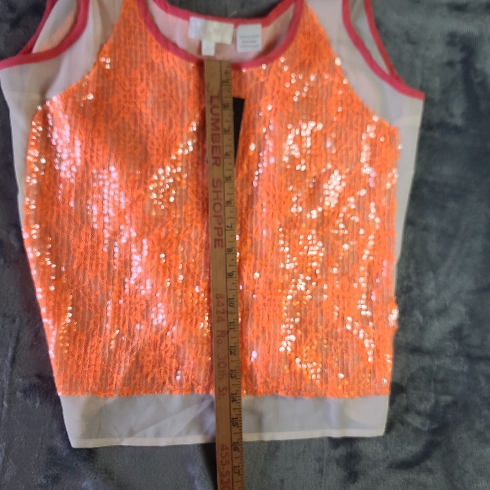 *NWT* MISS ME Lace Layered Orange Sleeveless Tank Women's  Top Size L - Picture 9 of 12